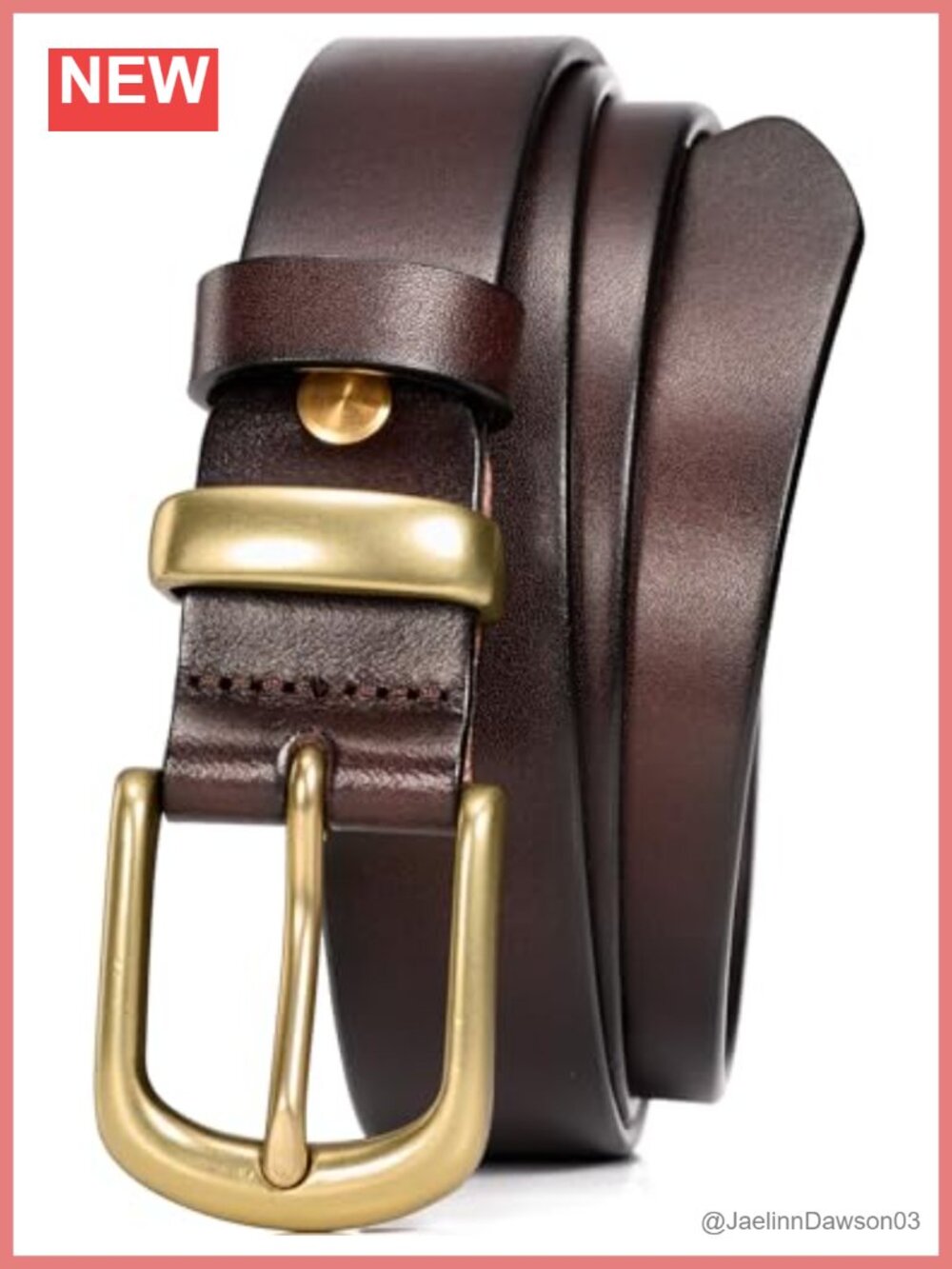 Womens 100% Italian Full Grain Leather Belt 1.1" Gold Buckle